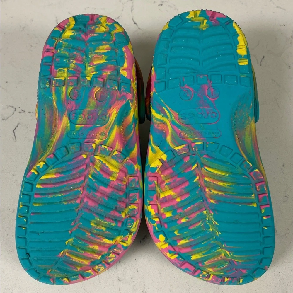 Crocs Classic Marbled Kids Clogs (207464) - Digital Aqua/Multi Size 2 Junior